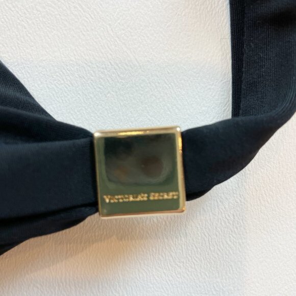 NWOT Victoria's Secret Swimsuit M One Piece Black Halter Ruched B1341 - Picture 8 of 8